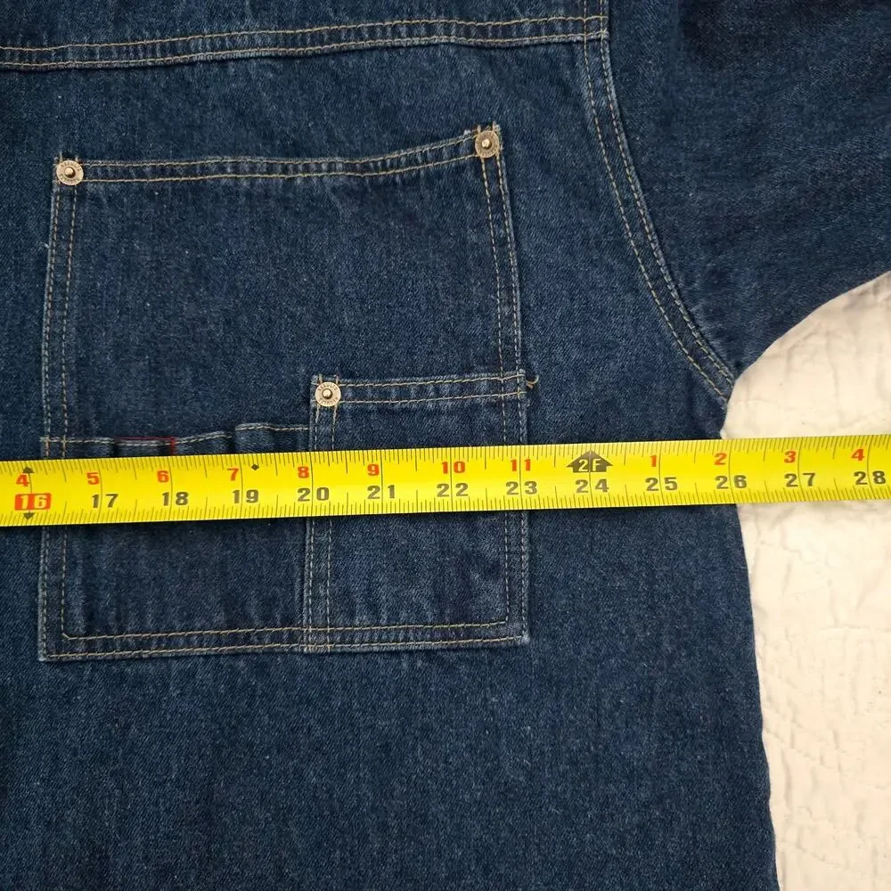 Vintage Results Jeans Men's Denim Oversized Chore Jacket Silver Button Size XL